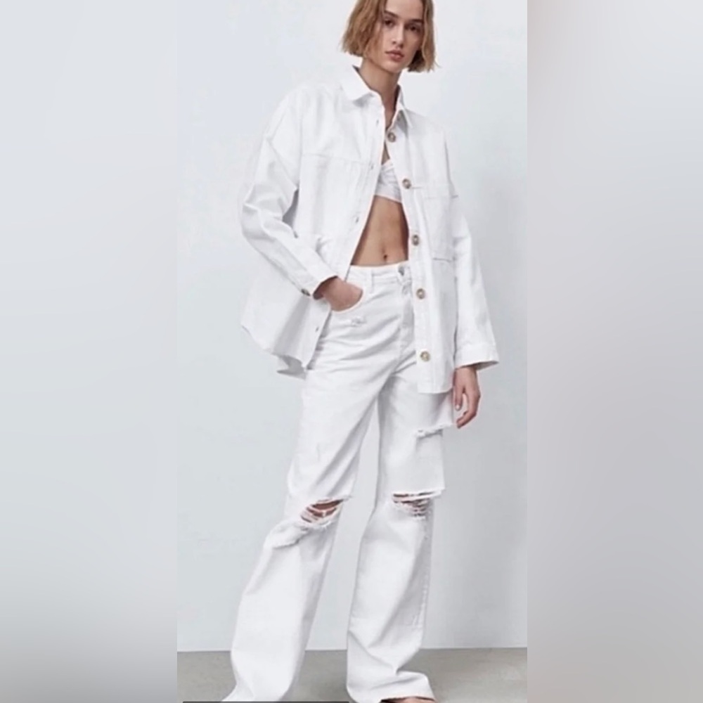 Zara white wide leg jeans